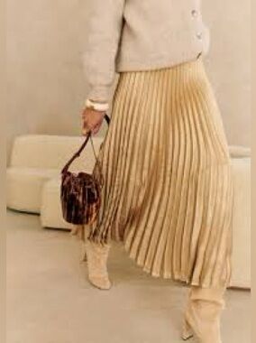 Anthropologie gold maxi pleated skirt